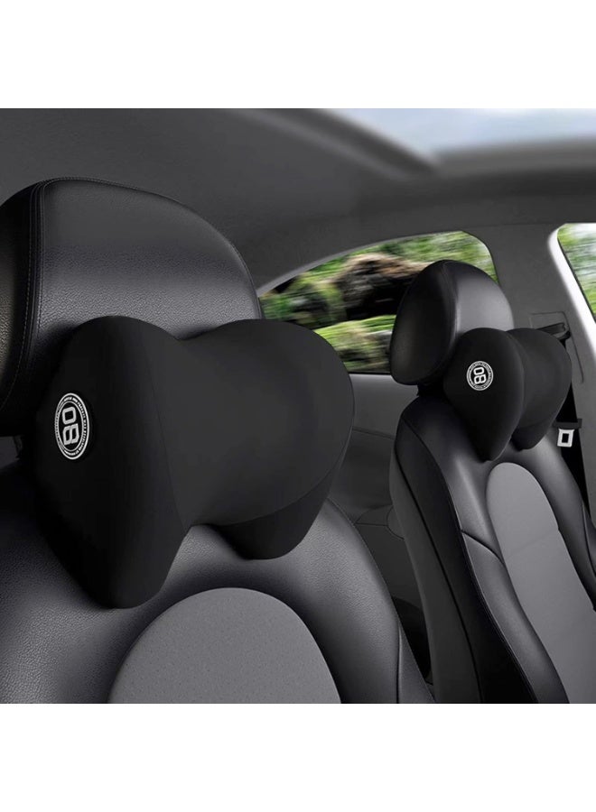 وسادة رأس السيارة من فوم الذاكرة 100% سوبر كوزي - تصميم إرثودنتيك مع حزام قابل للتعديل وغطاء قابل للإزالة مسامي لوسادة الرقبة/الظهر أثناء السفر لتخفيف الألم (أسود، عبوة واحدة) - Image 3